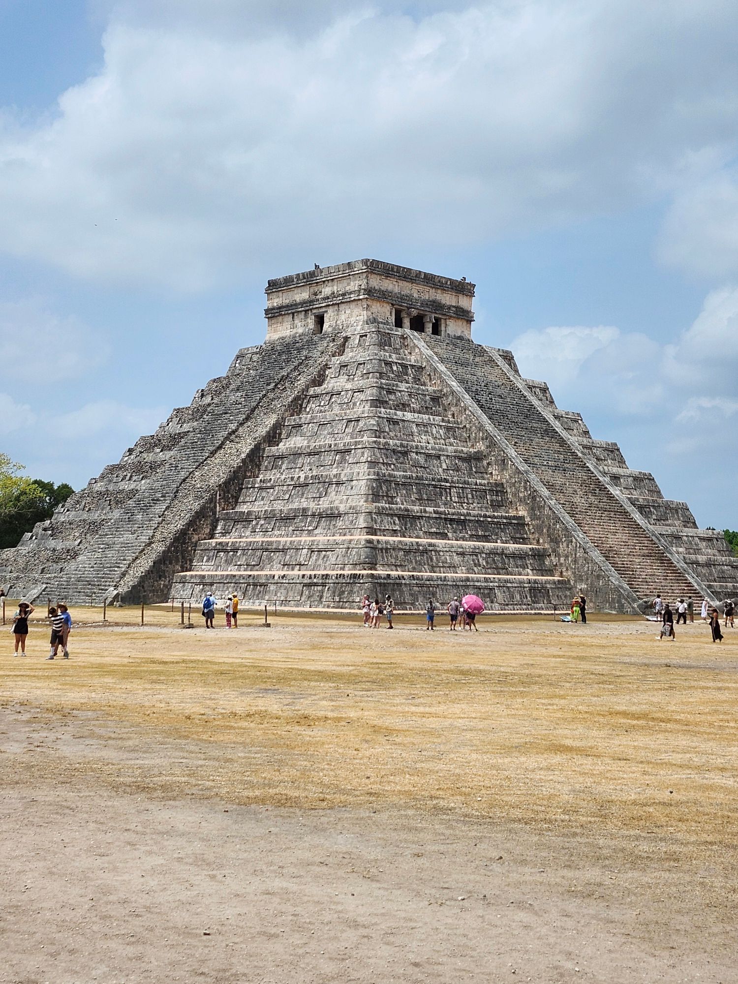 El Castillo pyramid at Chichen Itza with stepped stone structure and temple chamber visible